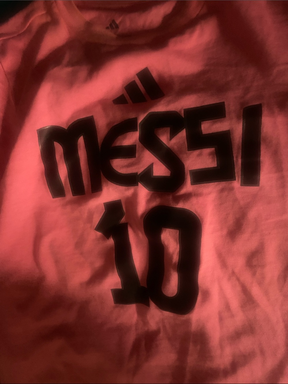 💗 Youth Size adidas Pink Messi 10 Short Sleeve Tee